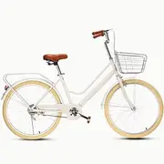 City Commuter Bicycle for Adult Men Women,Double Beam Frame Complete Cruiser Bikes for Travelling Riding Out,Adjustable Handlebar and Saddle,Rear Cargo Rack,Front and Rear Brakes