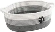 Small Woven Baskets for Organizing Rope Storage Basket with Handle Grey-white