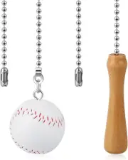 Baseball Bats Ceiling Fan Pull Chain Ornaments, Fan Chain Extension, 12 Inches D