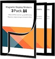 3 Pcs Magnetic Wall Sign Holder A4 Self-adhesive Plastic Picture Frames Double-sided Dispaly for Door Window Cupboard Shop Showroom Office Store