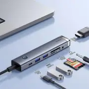 Baseus 7-in-1 Type-C Docking Station with USB3.0*2 / 4K@60Hz HD / PD Type-C / 3.5mm Audio / TF&SD Card Slot Slim Adapter