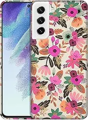 Glisten - Samsung Galaxy S21 FE 5G Case, Samsng S21 FE Case - Flower Pattern Design Printed Cute Plastic Hard Snap on Protective Designer Back Phone Case/Cover for S21 FE 5G [6.4"]