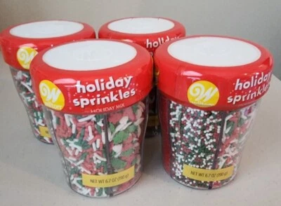 LOT OF 4 Wilton Holiday Sprinkles Mix 6-Cell w/ turning lid 6.7 Oz NEW