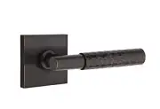 Emtek Select Passage, Square Rosette, T-Bar Stem, Hammered Handle US10B LH