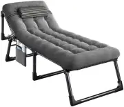 Adjustable Folding Bed with Mattress, Portable Lightweight Sleeping Cot Foldable