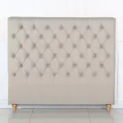 Bed Head King Size French Provincial Headboard Upholsterd Fabric Beige
