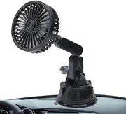 Small Car Fan, Auto Cooler with Strong Suction, 3-speed Adjustable Suction Cup Mounting Car Fan, with Rotatable Angle