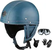 Motorcycle Helmet Half Helmet Comfortable and Durable Quick Release Buckle Moped Helmet for Adult Male Female Motocross ATV Commuters - DOT/ECE Certified