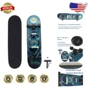 31-Inch Complete Skateboard - 7-Ply Maple with Skull Falcon Design for Beginners