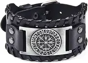 [BOSUGE] Charming Bracelet，Viking Bracelet Adjustable Bangle - Mens Leather Bracelet Handmade with Nordic Amulet - Celtic Pagan Jewelry of Talisman (Color : Nordic Amulet Silver) (Color : Silver)