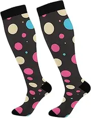 [AIXIWAWA] Sports Socks-Colored Dots 1 Pair for Women Men, Knee High Long Socks for Athletic Casual, Multicolor