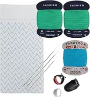 Daruma Hitomezashi Sashiko Kit – Premium Japanese Made Needle and Thread Kit with Sashiko Fukin, Thread, Needles, Thimble – Ready to Use Set (Mountain Range)