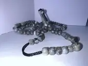 Gray Tasbih Rosary New Tasbeeh MISBAHA WORRY 99 BEADS With 2 Counter Beads