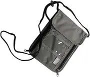[SHINEOFI] Travel Wallet Passport Holder Neck Hanging Bag for Documents Credit Cards Phones Grey Multi Purpose Organizer for Travel Needs
