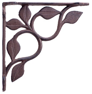 Shelf Bracket Brace For Custom Shelving Leaf & Vine Design Cast Iron 7.125" Deep