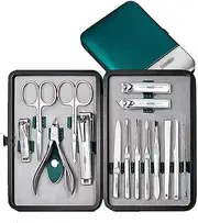 Nail Clippers Set 15 Pieces Stainless Steel Manicure Pedicure Care Set, Professional Nail Clipper Set, Manicure Set, with Portable Leather Bag Manicure Set