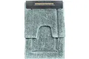 2pc Renee Taylor Tufted Bath Contour Mat Set Cotton 2200GSM Toilet Gray Mist