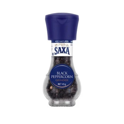 Saxa Gourmet Grinder Black Peppercorns - 45g