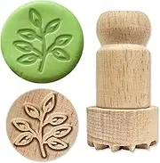 OLYCRAFT Wood Stamps with Handle 1.8x1 inch Leaf Pattern Wooden Clay Stamp Wood Handle Pottery Tools Stamps Natural Round Wood Stamp Small Mini Stamp for Clay and Ceramic Craft Making