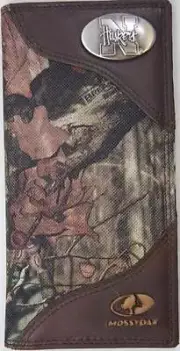ZEP-PRO Nebraska Huskers Leather & Nylon MOSSY OAK Camo WALLET TIN GIFT BOX