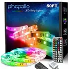 New! Phopollo LED Strip Lights 50ft 5050 Flexible 44 Key IR RemoteController 12V