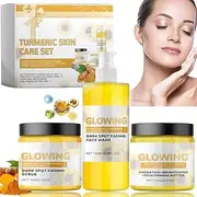 Turmeric Glow Combo Skincare Set,3 In 1 Glow Combo Turmeric Skincare Set,Natural Exfoliation and Hydration Glowing Skin,Skincare Gift Set For All Skin Type