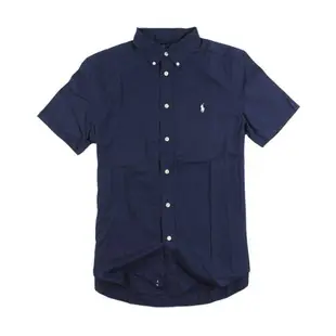 美國百分百【全新真品】Ralph Lauren 襯衫 RL 短袖 上衣 Polo 小馬 素面 上衣 深藍色 XS號 青年版 I080