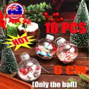 16PCS Christmas Ball Fillable Baubles Clear Ball Xmas Tree Decoration Ornament