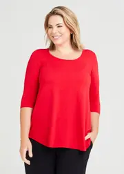 [Taking Shape] Taking Shape Bamboo Base 3 / 4 Sleeve Top Size 16 in Racing RED - Plus Size Women's Tops & T Shirts Racing Red