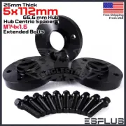 [4] 25mm Thick Mercedes 5x112mm CB 66.6 Wheel Spacer Kit 14x1.5 Bolts Included