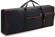 61 Key Keyboard Case,Electric Keyboard Bag Piano Gig Bag,Waterproof Keyboard Cover,600D Oxford Cloth Keyboard Carrying Case with 10mm Cotton Padded Keyboard Case Bag.40.1"x15.7"x4.7 Black+Red