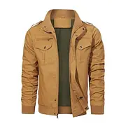 Men's Trucker Jacket Cargo Jacket Casual Jacket Vacation Daily Pocket Spring Fall Plain Fashion Classic Stand Collar Regular Black Khaki Army Green Jacket