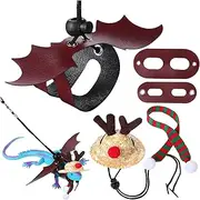 Adorable Pet Christmas Outfit Kit for Lizards Bearded Dragon Accessories Leash Set