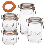Le Parfait Super Canning Glass Jars, Set of 4, BPA-Free, Made in France