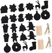 Abaodam 1set Christmas Scratch Paper Ornaments Xmas Scratch Cards Cartoon Designs for Holiday Decoration Lightweight Compact for Yards Branches and More