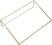 6Pcs Acrylic Sign Holder Shape Double Sided Clear Table Top Display Stands Gold Frame Menu Holder for Wedding Table Numbers Restaurant Photos Office Use