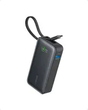 Anker Nano 10K 30W Power Bank with Built-In USB-C Cable (Black)
