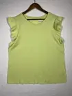 Ecothreads Womens Flutter Sleeve Top 100% Organic Cotton, Green, Size L