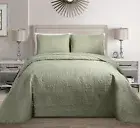 MK Home Mk Collection Solid Embossed Bedspread Bed Cover Over Size (Light Gre...