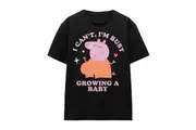 Peppa Pig Unisex Adult Busy Growing A Baby Mummy Pig T-Shirt (Black) - UTTV15188