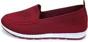 [SPATI] Women's Flying Knitting Flat Shoes Fashion Leisure Walking Shoes Comfort Ladies Loafers Breathable Mesh Female Round Toe Black, Pink, Purple, Red