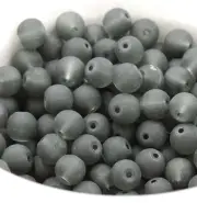 10mm Storm Gray Frosted Matte Glass Round Druk Loose Beads - 50 beads