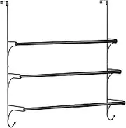 Auledio Adjustable Over The Door Triple Towel Rack with Hooks,Black