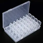 BornBeauty 28 Slots Empty Clear Plastic Organizer Box Nail Art Decoration Storage Container Tool for Nail Glitter Rhinestone Crystal, Earrings, Jewelry Beads, Small Accessories (Clear)