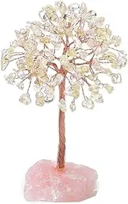 Domoi Rose Quartz Crystal Tree - Artificial Healing Stone Gem Tree for Valentine's Gifts - Easy Install