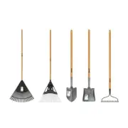 Anvil Garden Tool Sets Poly Leaf Rake Transfer Shovel+ Bow Rake Black/Gray 5-Pcs