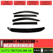 Bonnet Protector + Visors Weathershields to suit 2018-2023 Mitsubishi Triton MR