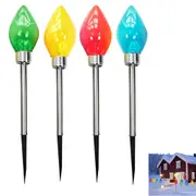 4pcs Solar Christmas Tree Light Powered Christmas Yard Stake Lights for Outdoor Garden Decorations-Each of Color Christmas candles