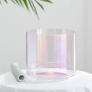 Quartz Chakra Crystal Singing Bowl for Sound Bath Meditation, Alchemy Sound Bowl with Suede Striker O-ring(A note,6 inch)