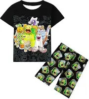[Difforever] Boys Monsters Shirts and Pants Sets for 6-12 Years Kids Monster Casual Clothes